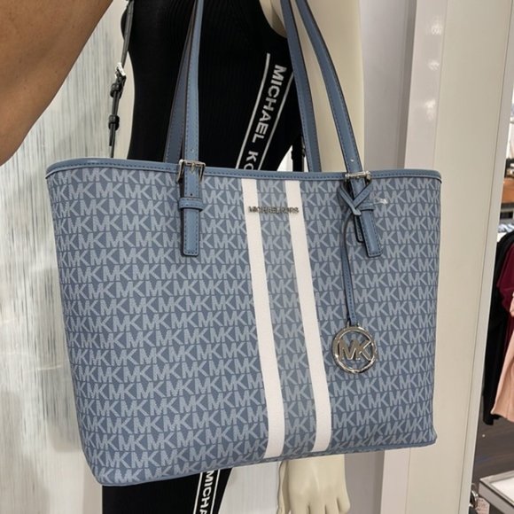 Michael Kors Jet Set Travel Medium Carryall Tote Chambray Multi - Picture 10 of 16